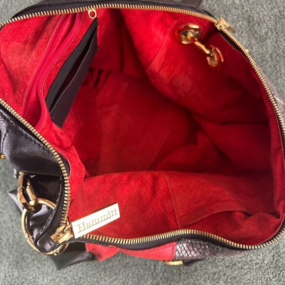 HAMMITT LA Handbag Hobo Tote Gray Black Red Leather Suede Large Purse RARE Style - Picture 16 of 16